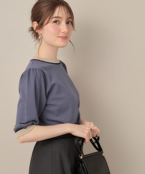 Couture Brooch / クチュールブローチ ニット・セーター | 【5分袖・華奢見え・通勤】配色スカラ5分袖ニット | 詳細29