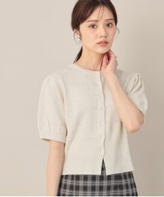 Couture Brooch / クチュールブローチ カーディガン・ボレロ | パターンメッシュ半袖カーディガン