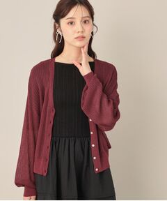 Couture Brooch / クチュールブローチ カーディガン・ボレロ | ラメリブVネックカーディガン