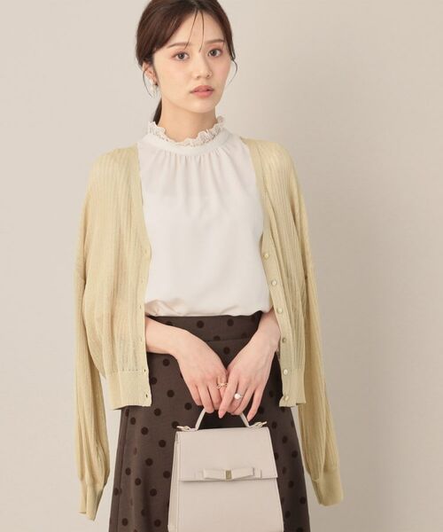 Couture Brooch / クチュールブローチ カーディガン・ボレロ | ラメリブVネックカーディガン | 詳細8