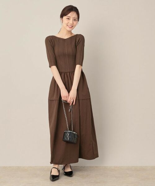 Couture Brooch / クチュールブローチ ロング・マキシ丈ワンピース | 5分袖ドッキングワンピース | 詳細11