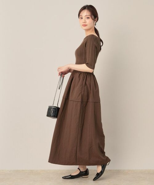 Couture Brooch / クチュールブローチ ロング・マキシ丈ワンピース | 5分袖ドッキングワンピース | 詳細12