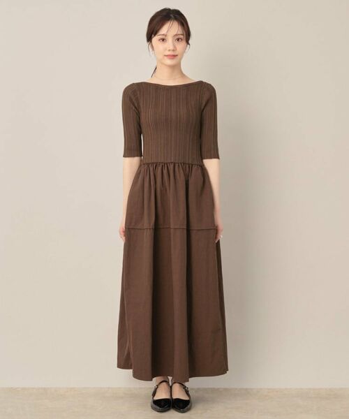 Couture Brooch / クチュールブローチ ロング・マキシ丈ワンピース | 5分袖ドッキングワンピース | 詳細15