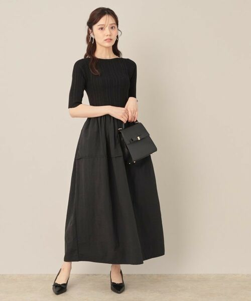 Couture Brooch / クチュールブローチ ロング・マキシ丈ワンピース | 5分袖ドッキングワンピース | 詳細4