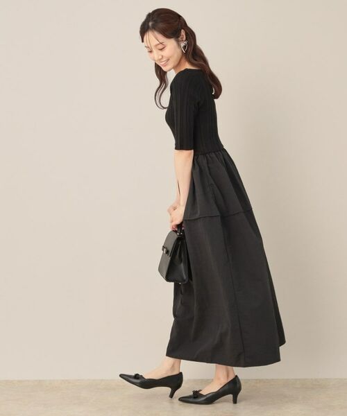 Couture Brooch / クチュールブローチ ロング・マキシ丈ワンピース | 5分袖ドッキングワンピース | 詳細5