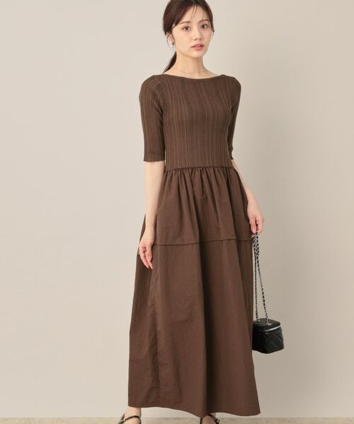 Couture Brooch / クチュールブローチ ロング・マキシ丈ワンピース | 5分袖ドッキングワンピース | 詳細8