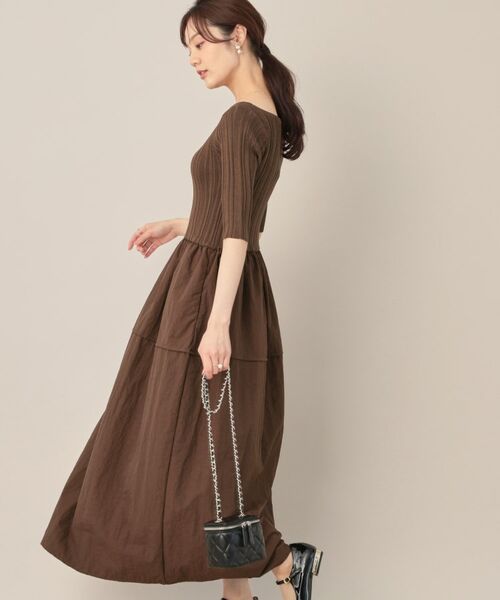 Couture Brooch / クチュールブローチ ロング・マキシ丈ワンピース | 5分袖ドッキングワンピース | 詳細9