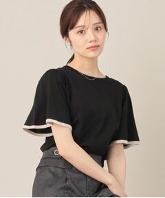 Couture Brooch / クチュールブローチ ニット・セーター | 【フェミニン・5分袖・通勤】配色フレアスリーブニット