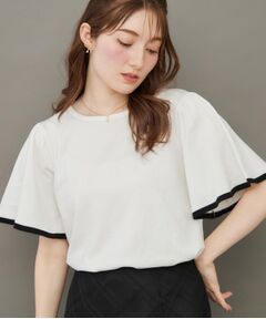 Couture Brooch / クチュールブローチ ニット・セーター | 【フェミニン・5分袖・通勤】配色フレアスリーブニット