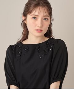 Couture Brooch / クチュールブローチ カットソー | 【接触冷感・UVカット】シフォンフラワーエンブロドッキングカットソー
