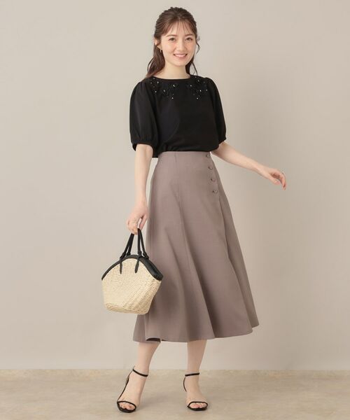 Couture Brooch / クチュールブローチ カットソー | 【接触冷感・UVカット】シフォンフラワーエンブロドッキングカットソー | 詳細1