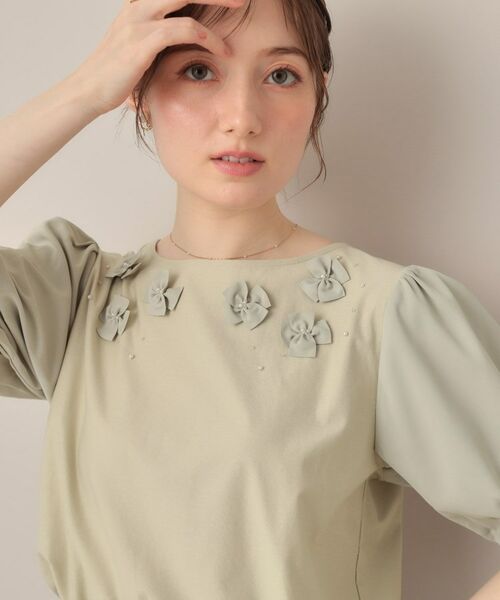 Couture Brooch / クチュールブローチ カットソー | 【接触冷感・UVカット】シフォンフラワーエンブロドッキングカットソー | 詳細14