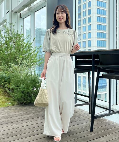 Couture Brooch / クチュールブローチ カットソー | 【接触冷感・UVカット】シフォンフラワーエンブロドッキングカットソー | 詳細17