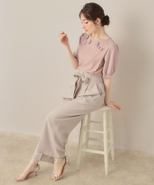 Couture Brooch / クチュールブローチ カットソー | 【接触冷感・UVカット】シフォンフラワーエンブロドッキングカットソー | 詳細23