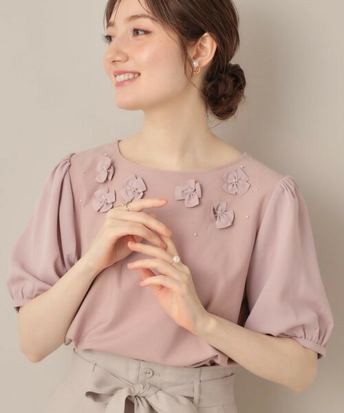 Couture Brooch / クチュールブローチ カットソー | 【接触冷感・UVカット】シフォンフラワーエンブロドッキングカットソー | 詳細24