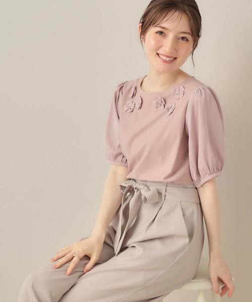 Couture Brooch / クチュールブローチ カットソー | 【接触冷感・UVカット】シフォンフラワーエンブロドッキングカットソー | 詳細26