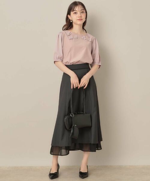 Couture Brooch / クチュールブローチ カットソー | 【接触冷感・UVカット】シフォンフラワーエンブロドッキングカットソー | 詳細27