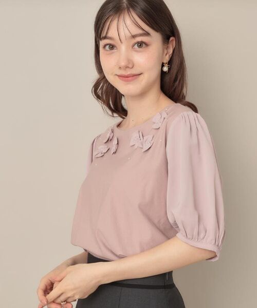 Couture Brooch / クチュールブローチ カットソー | 【接触冷感・UVカット】シフォンフラワーエンブロドッキングカットソー | 詳細29