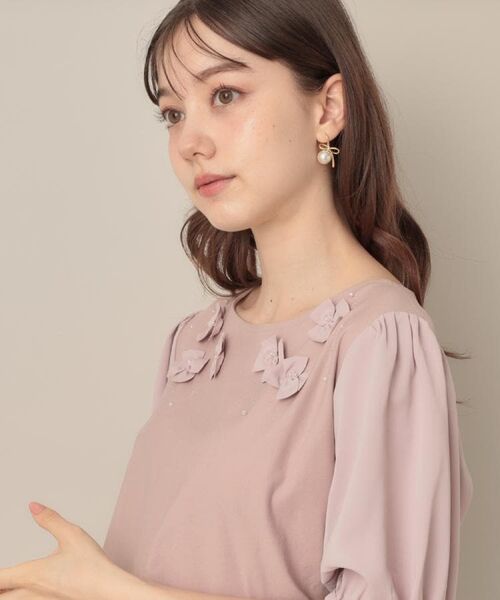 Couture Brooch / クチュールブローチ カットソー | 【接触冷感・UVカット】シフォンフラワーエンブロドッキングカットソー | 詳細30