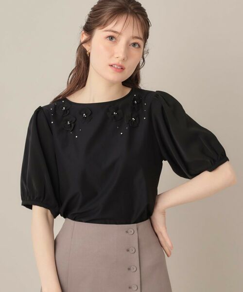 Couture Brooch / クチュールブローチ カットソー | 【接触冷感・UVカット】シフォンフラワーエンブロドッキングカットソー | 詳細4