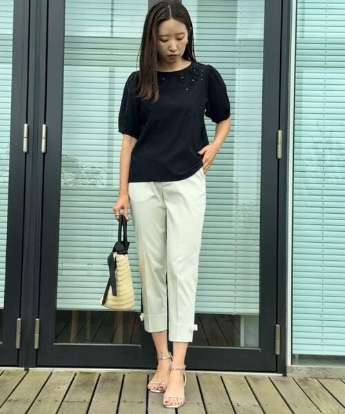 Couture Brooch / クチュールブローチ カットソー | 【接触冷感・UVカット】シフォンフラワーエンブロドッキングカットソー | 詳細7