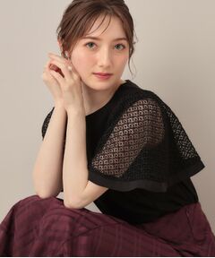 Couture Brooch / クチュールブローチ カットソー | 【接触冷感・5分袖】ケミカルレースフレアスリーブトップス