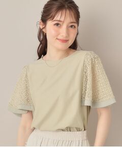 Couture Brooch / クチュールブローチ カットソー | 【接触冷感・5分袖】ケミカルレースフレアスリーブトップス