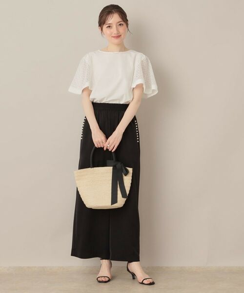 Couture Brooch / クチュールブローチ カットソー | 【接触冷感・5分袖】ケミカルレースフレアスリーブトップス | 詳細1