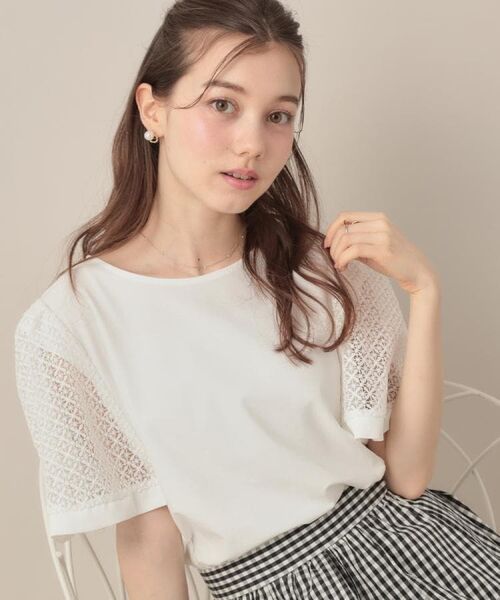 Couture Brooch / クチュールブローチ カットソー | 【接触冷感・5分袖】ケミカルレースフレアスリーブトップス | 詳細11