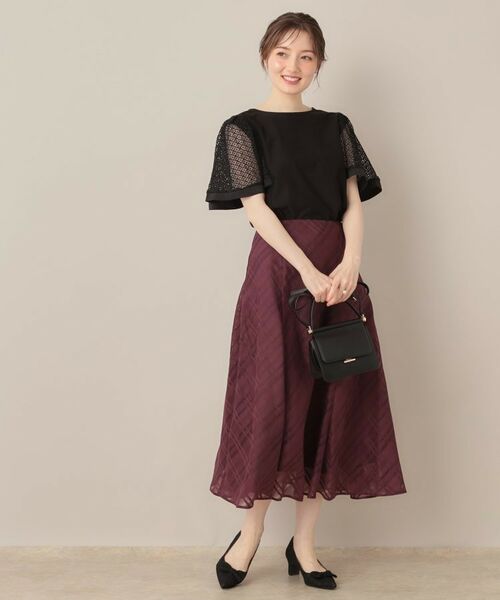 Couture Brooch / クチュールブローチ カットソー | 【接触冷感・5分袖】ケミカルレースフレアスリーブトップス | 詳細16