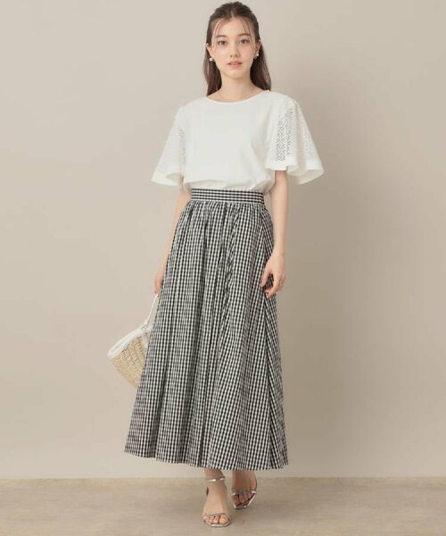 Couture Brooch / クチュールブローチ カットソー | 【接触冷感・5分袖】ケミカルレースフレアスリーブトップス | 詳細8