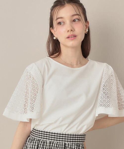 Couture Brooch / クチュールブローチ カットソー | 【接触冷感・5分袖】ケミカルレースフレアスリーブトップス | 詳細9