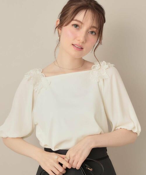 Couture Brooch / クチュールブローチ カットソー | 【マシンウォッシャブル・UVケア・接触冷感】ラグランレースドッキングカットソー | 詳細4