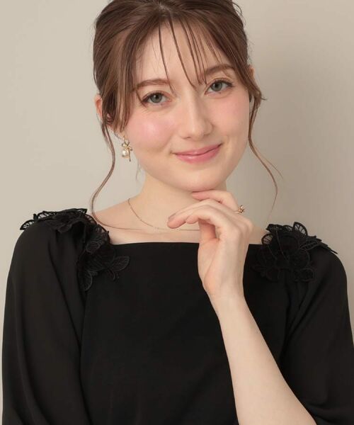 Couture Brooch/クチュールブローチ 【マシンウォッシャブル・UVケア・接触冷感】ラグランレースドッキングカットソー ブラック(019) 36(S)