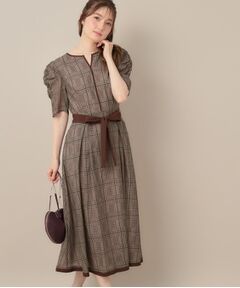 Couture Brooch / クチュールブローチ ミニ丈・ひざ丈ワンピース | 【美シルエット・5分袖】シアーチェックオーガンワンピース