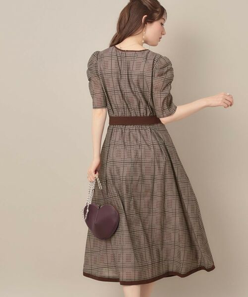 Couture Brooch / クチュールブローチ ミニ丈・ひざ丈ワンピース | 【美シルエット・5分袖】シアーチェックオーガンワンピース | 詳細13