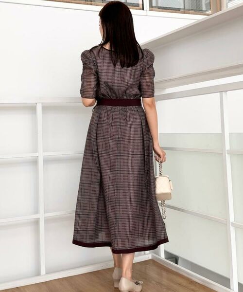 Couture Brooch / クチュールブローチ ミニ丈・ひざ丈ワンピース | 【美シルエット・5分袖】シアーチェックオーガンワンピース | 詳細16