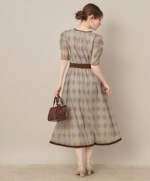 Couture Brooch / クチュールブローチ ミニ丈・ひざ丈ワンピース | 【美シルエット・5分袖】シアーチェックオーガンワンピース | 詳細2