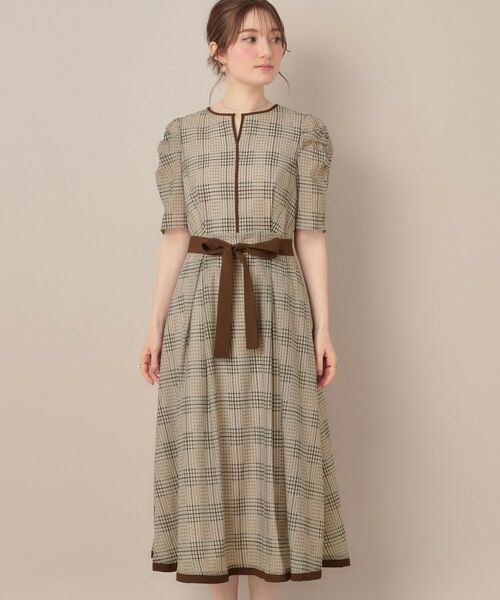 Couture Brooch / クチュールブローチ ミニ丈・ひざ丈ワンピース | 【美シルエット・5分袖】シアーチェックオーガンワンピース | 詳細20
