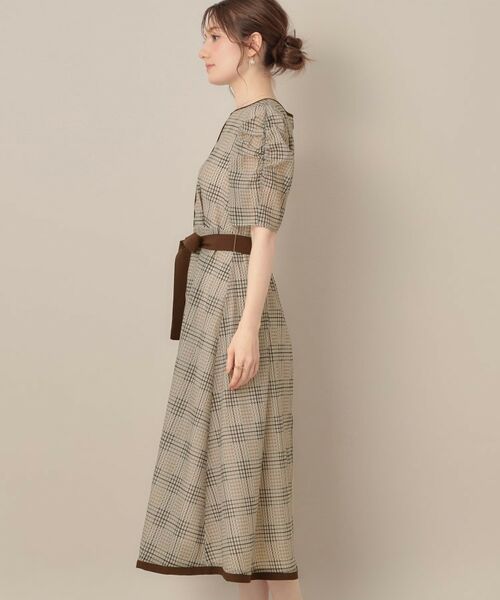 Couture Brooch / クチュールブローチ ミニ丈・ひざ丈ワンピース | 【美シルエット・5分袖】シアーチェックオーガンワンピース | 詳細21