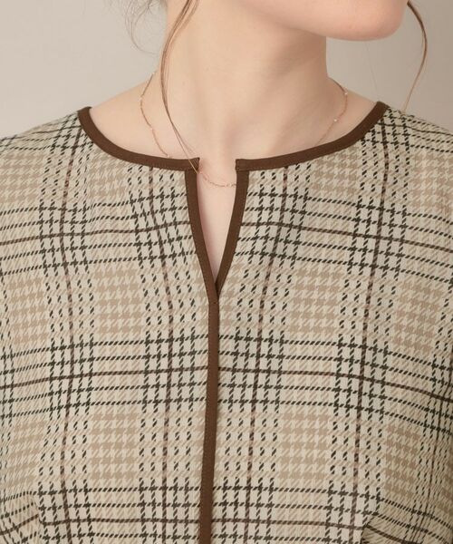 Couture Brooch / クチュールブローチ ミニ丈・ひざ丈ワンピース | 【美シルエット・5分袖】シアーチェックオーガンワンピース | 詳細23