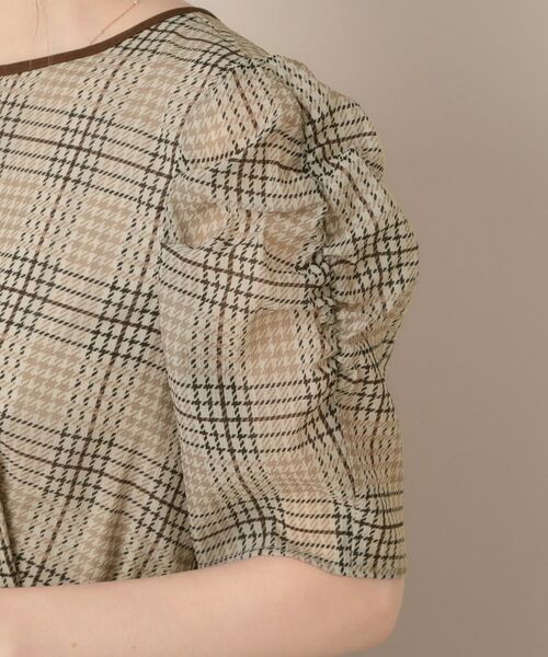 Couture Brooch / クチュールブローチ ミニ丈・ひざ丈ワンピース | 【美シルエット・5分袖】シアーチェックオーガンワンピース | 詳細25