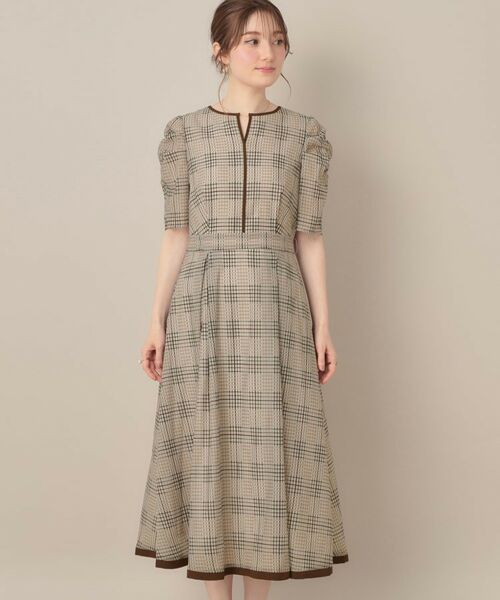 Couture Brooch / クチュールブローチ ミニ丈・ひざ丈ワンピース | 【美シルエット・5分袖】シアーチェックオーガンワンピース | 詳細29
