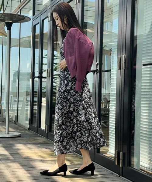 Couture Brooch / クチュールブローチ ロング・マキシ丈ワンピース | 【一枚で着映える・通勤】Vネックフラワーワンピース | 詳細13