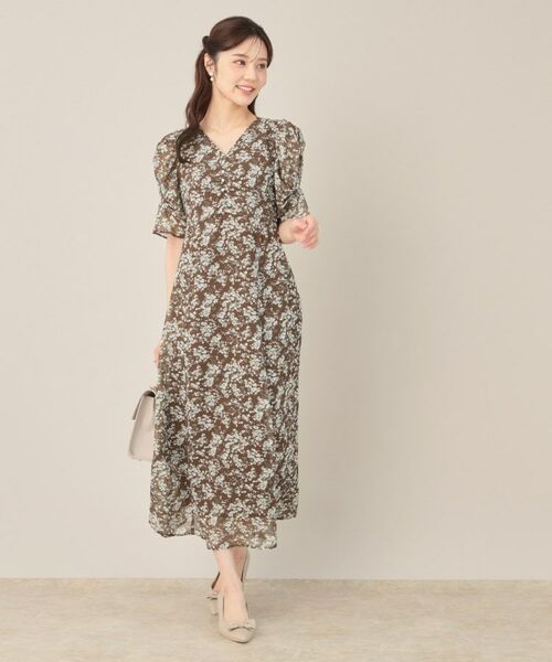 Couture Brooch / クチュールブローチ ロング・マキシ丈ワンピース | 【一枚で着映える・通勤】Vネックフラワーワンピース | 詳細16