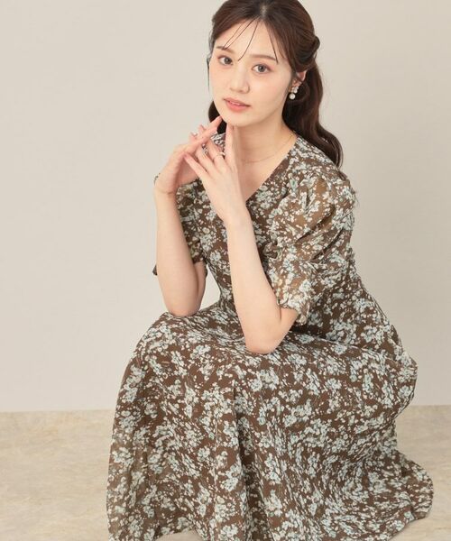Couture Brooch / クチュールブローチ ロング・マキシ丈ワンピース | 【一枚で着映える・通勤】Vネックフラワーワンピース | 詳細21