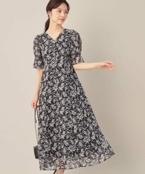 Couture Brooch / クチュールブローチ ロング・マキシ丈ワンピース | 【一枚で着映える・通勤】Vネックフラワーワンピース | 詳細7