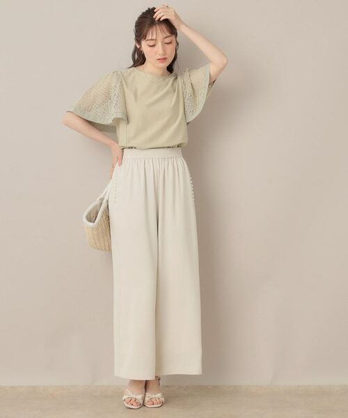 Couture Brooch / クチュールブローチ パンツ | 【マルチデザイン・楽ちん】フェイクパール リラックスワイドパンツ | 詳細1