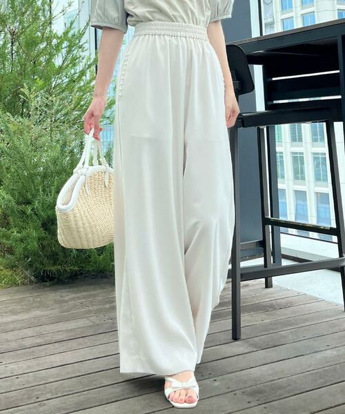 Couture Brooch / クチュールブローチ パンツ | 【マルチデザイン・楽ちん】フェイクパール リラックスワイドパンツ | 詳細10