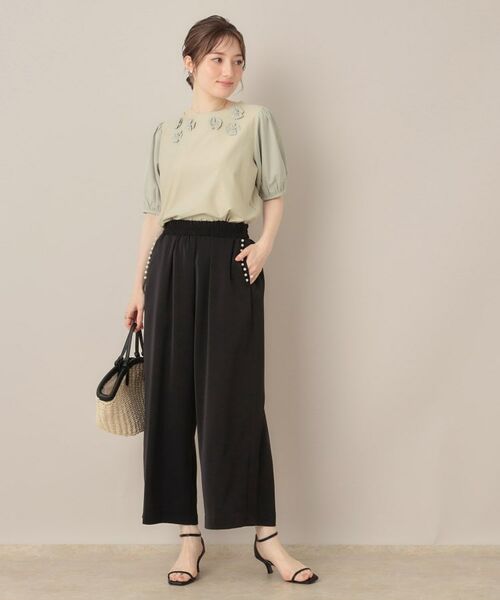 Couture Brooch / クチュールブローチ パンツ | 【マルチデザイン・楽ちん】フェイクパール リラックスワイドパンツ | 詳細11